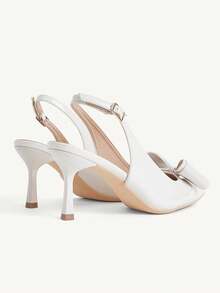 CUCCOO CHICEST Off-White Pointed Toe Stiletto Round Cut Women's Bow High-Heeled Shoes Fashionable And Sexy Four-Season Commuting Daily Versatile Elegant Simple - Beige - View 9