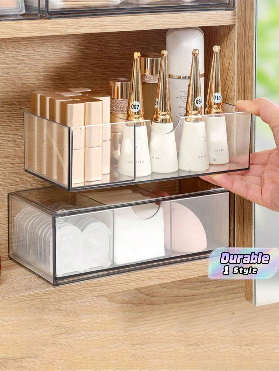 Transparent Acrylic Cosmetic Drawer-Style Storage Box - Space-Saving Stand - Suitable For Bathroom Countertops, Ideal For Organizing Skincare And Small Toiletries. A Great Choice For Daily Use In Homes, Dormitories, Or Apartments. - View 1