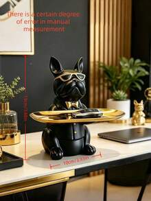 1pc French Bulldog Desktop Storage Box, Entryway Key Jewelry Holder Tray, Cute Dog Statue Organizer For Entry Table, Minimalist Home Decor For Keys, Jewelry, Small Sundries - Multicolor - View 5