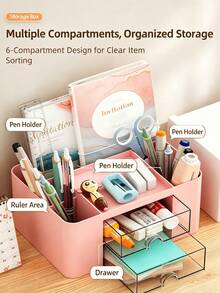 Kotak Penyimpanan Meja Laci Transparan Kapasitas Besar Kreatif Multifungsi Tempat Pena, Pengatur Alat Tulis Meja Kantor Siswa, Wadah Penyimpanan Kosmetik Makeup Dekorasi Meja yang Lucu - MultiWarna - View 5