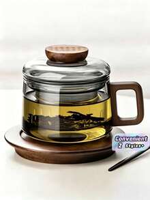Glass Filter Water Cup, Glass Cup, Tea Cup, Heat-Resistant Tea Water Separation Cup, Office & Home Water Cup, Mini Cup, New Design - Grey - View 1