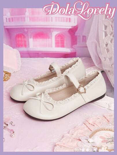 Dola Lovely Mocasines blancos para mujer con suela blanda, zapatos mule tipo mocasín con tira de encaje y corbata, zapatos planos de trabajo uniforme
