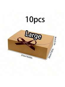 10 Pcs Brown Gift Box Set With Lid Ribbon For Bridesmaid Wedding Birthday Party Valentine Favor Must Have Packaging Supply - Khaki - View 8