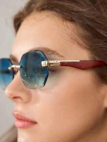MOTF PREMIUM FASHION FRAMELESS VACATION WIND BLUE GLASSES, SEASIDE VACATION SUMMER - blue sheet - View 2