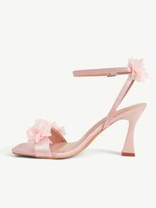 CUCCOO CHICEST Summer Pink Sardine Flower Square Toe Thick Heel Elegant Fairy Style Roman Ladies High Heel Sandals - Pink - View 11