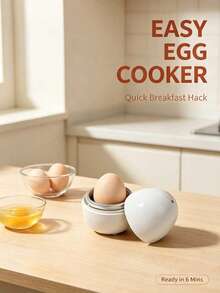 Teckwe Microwave Egg Cooker | Portable Large And Small Aluminum Egg-Shaped Steamers, Creative Egg Cooking Cups, Soft/Hard-Boiled Egg Maker, Compact Design For Quick Breakfast Preparation, Perfect For Offices, Dorms, And Small Kitchens. - White - View 5