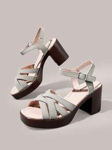 Styleloop Cross-Heeled Women's Slippers, Bohemian Holiday Style, French Elegance, A Must For Summer Travel - Light Grey - View 3