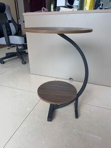 1PC Standard Size Round Natural Double Layer Coffee Table Side Stand Lightweight Portable Easy Carry Modern Minimalist Smooth Edge Versatile For Living Room Bedroom Balcony Kitchen Casual Relaxation Home Decor Essential - A - View 5