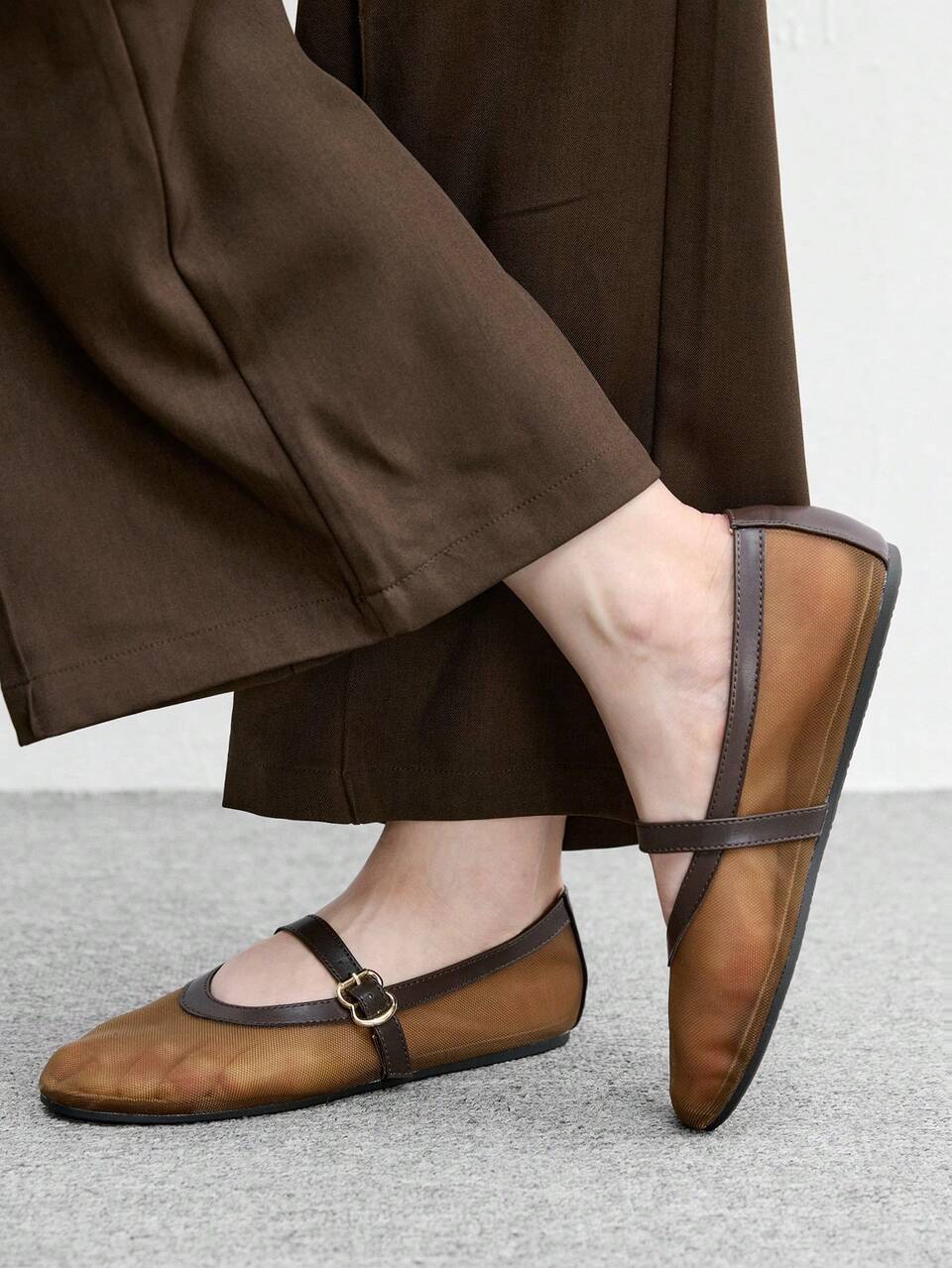 CUCCOO BIZCHIC Simple Buckle Low Vamp Shoes, Thin Belt Flat Bottom Gentle Style Casual Women's Shoes Breathable Commuting Daily Versatile