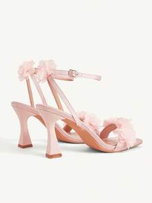 CUCCOO CHICEST Summer Pink Sardine Flower Square Toe Thick Heel Elegant Fairy Style Roman Ladies High Heel Sandals - Pink - View 6