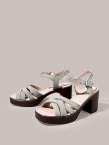 Styleloop Cross-Heeled Women's Slippers, Bohemian Holiday Style, French Elegance, A Must For Summer Travel - Light Grey - View 7
