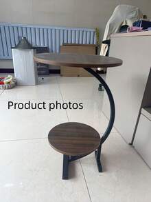 1PC Standard Size Round Natural Double Layer Coffee Table Side Stand Lightweight Portable Easy Carry Modern Minimalist Smooth Edge Versatile For Living Room Bedroom Balcony Kitchen Casual Relaxation Home Decor Essential - A - View 4