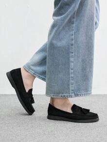 CUCCOO BIZCHIC 女款軟面厚底復古高鞋幫圓頭英式小皮鞋，黑色百搭女鞋，通勤穿搭秋季鞋 - 黑色1 - 查看 4