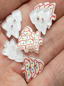 20Pcs50Pcs100Pcs150Pcs Mixed Christmas Tree Sewing Buttons 5 Styles Two Holes Colorful Printed Decorative Buttons DIY Handmade Accessories For Holiday Clothing Garment Craft Decoration - multicolor - View 6