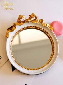 Muroi Mono 1Pc Resin Retro Baroque Hand Mirror, Ins Luxury Embossed Floral Princess Lolita Makeup Mirror, Clear Portable Handheld Cosmetic Mirror For Salon Grooming & Room Ornament, Nice Present For Birthday, Valentine's Day, Mother's Day, Thanksgiving Day - Multicolor - View 10