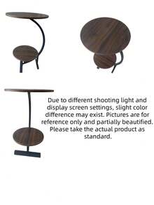1PC Standard Size Round Natural Double Layer Coffee Table Side Stand Lightweight Portable Easy Carry Modern Minimalist Smooth Edge Versatile For Living Room Bedroom Balcony Kitchen Casual Relaxation Home Decor Essential - A - View 3