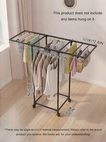 1Pc Movable Floor Clothes Rack Multifunctional Garment Storage Holder For Bedroom Balcony Home Clothing Organizer - Multicolor - View 5