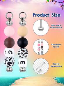 48pcs Blank Bead Insert Keychain Metal Strap Connectors, Bulk DIY Handmade Supplies For Custom Keychains, Charm Pendant Accessories - Silver - View 3