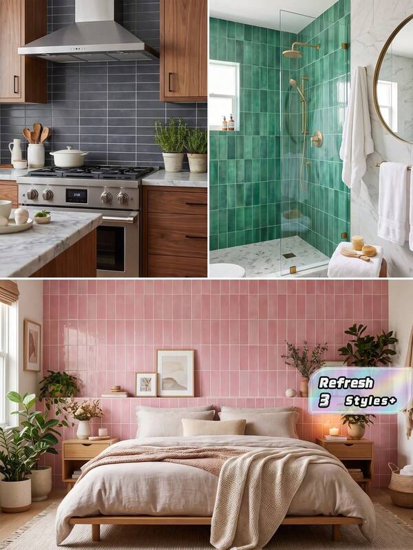 Waterproof, Oil-Resistant Self-Adhesive Tile Stickers, Easy To Upgrade Home Decor, Peel And Stick Wall Tiles, Suitable For Kitchen Backsplash/Room/Home Decor, Stickers, Wall Decals, Vinyl Wallpaper, Home Decor, Spring Decorations, Refresh Your Home