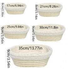 Oval Benniton Bread Fermentation Basket, Made Of Natural Rattan, With A Linen Lining. Available In Various Sizes. Hand-Woven Bread Shaping Basket, Suitable For Baking Homemade Bread. - Multicolor - View 2