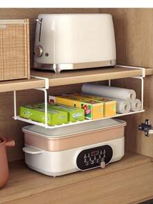 1PC Large Capacity Adjustable No Installation Foldable Hook-On Under Shelf Organizer White Multi-Functional Shoe Rack Dorm Home Storage For Shoes Clothes Items Space Saver Storage Solution - Multicolor - View 6