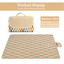 600D Oxford Fabric,Friendly Thick PVC Waterproof Coating Blocks Ground Moisture,Wear-Resistant & Sturdy.Multi-Style Portable Picnic Mat,Pocket Sandproof Ground Cloth For Beach & Camping,Ultra-Light Compact Large Picnic Blanket With Storage Pocket - Multicolor - View 9