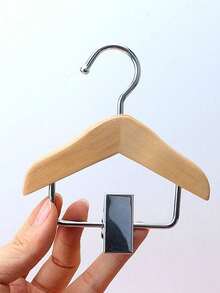 1pc Mini Wooden Hanger With Stainless Steel Clips - Pet Clothing & Accessory Hanger, Polished Surface, Space-Saving Design, Suitable For Hanging Small Items, Bathroom Storage Rack - Multicolor - View 14