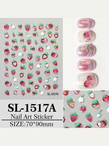1Sheet 5D Fruit Nail Stickers Cute Summer Strawberry Slice Pattern Self Adhesive Nail Art Decor Transparent Glossy Easy Use For DIY Manicure Home Salon Summer For Adults - Multicolor - View 3