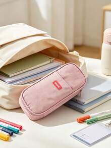 1pc Expandable Linen Pencil Case Multi Compartment Large Capacity Stationery Bag Portable Zipper Pen Pouch For School Office Student Back To School Supplies Multiple Colors Available - multicolor - View 6