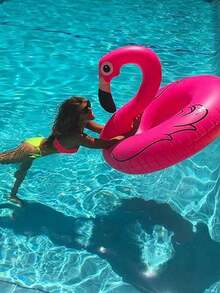 1 Flamingo Swimming Float, Flamingo Inflatable Detachable Swimming Float Stand-Up Pool (Suitable For Deep Water Areas, Fluorescent Design, Non-Battery Version, Non-Glowing Version). - Multicolor - View 5