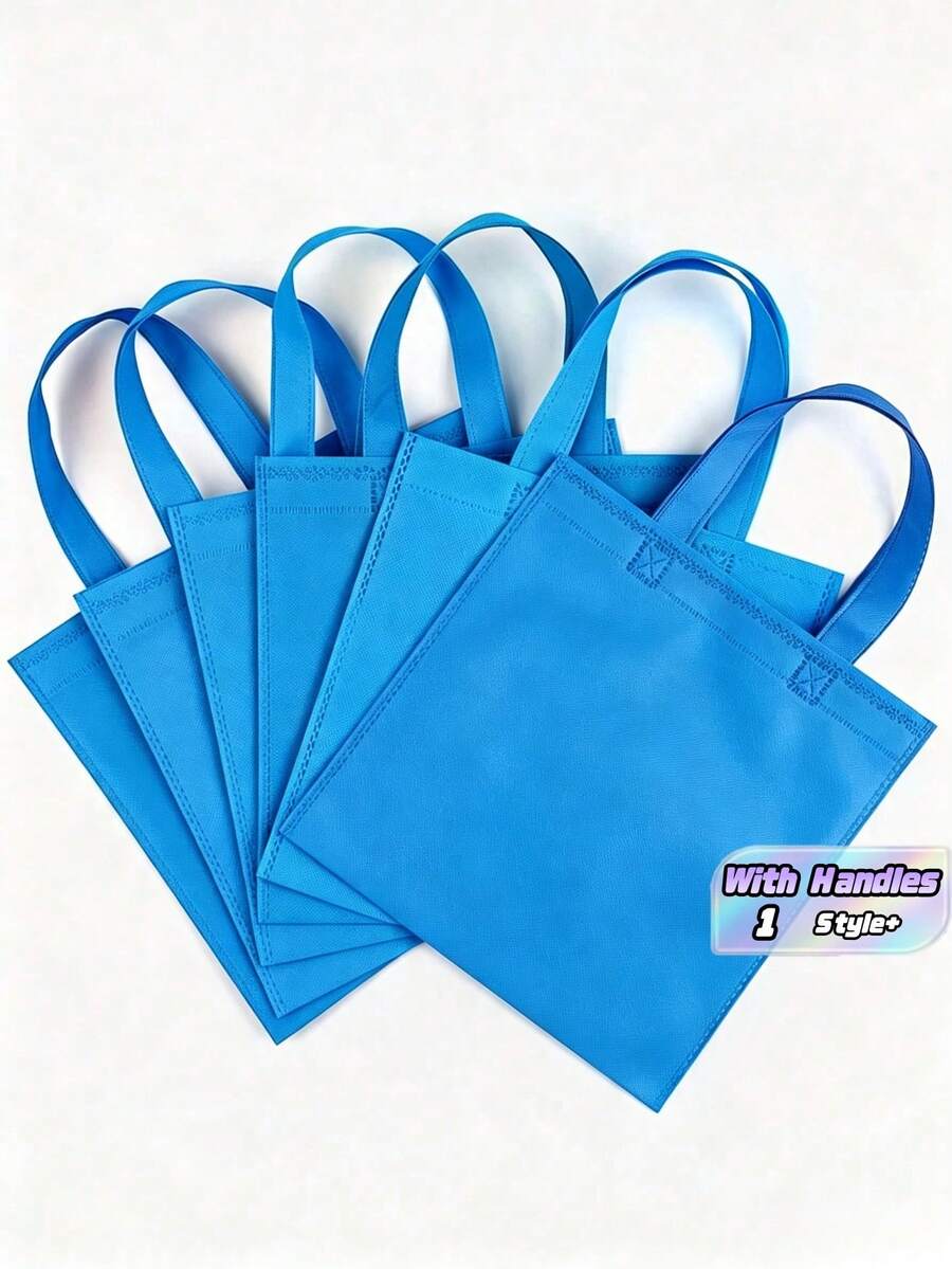 24PCSBlue Non-Woven Fabric Gift Bags With Handles, Suitable For Parties, Birthdays, Weddings, Festivals, Back-To-School Seasons, And Valentine's Day, Etc. - blue - View 1