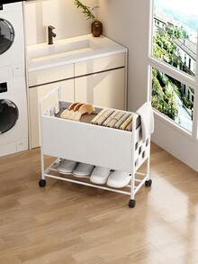 Dirty Clothes Basket/Home Use With Wheels, Movable Bedroom Dirty Clothes Cart/Storage Rack, Bathroom/Shower, Laundry Storage Bin - View 12