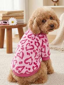 PETSIN 1 Piece Of Caring Flannel Pet , Thick And Warm Pet Clothing In Rose Red Flannel - Multicolor - View 5