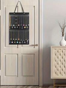 1/2pcs Hanging Jewelry Storage Rack, Wall-Mounted Necklace Display Stand, Portable Durable Multifunctional Jewelry Organizer, Suitable For Earrings, Rings, Necklaces, Bracelets, Home - Black - View 3