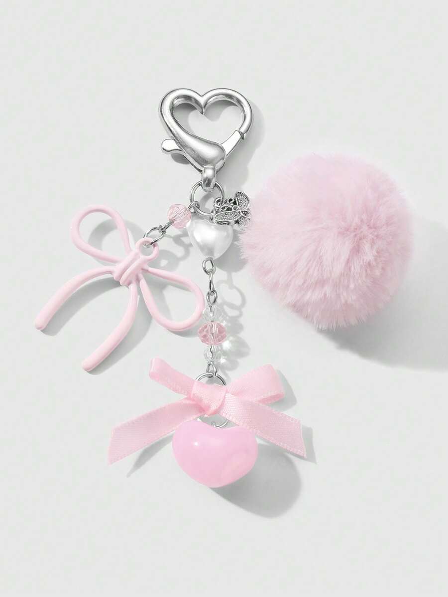 ROMWE Kawaii 1 Multi-Specification Ins Sweet Girl Versatile Multi-Color Resin Rhinestone Star Love Strawberry Polka Dot Bow DIY Keychain Bag Pendant - Multicolor - View 1