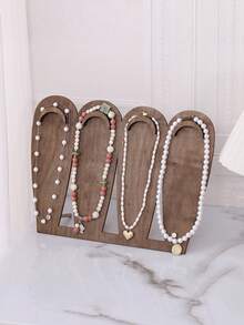 1pc Vintage Walnut Wood Multi Tier Bracelet Display Stand Creative Jewelry Holder Rack For Wristband Beaded Chain Bangles Desktop Organizer Showcase Retail Home Decor Stocking Fillers Christmas Gift Idea Must Haves - Brown - View 11