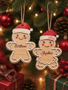1/2/4/6Pcs Personalized Gingerbread Man Ornament With Red Bow, Customizable Name. Perfect For Boosting Festive Atmosphere During Christmas. Ideal As Tree Decor, Backpack Charm And Holiday Gift. - Multicolor - View 8