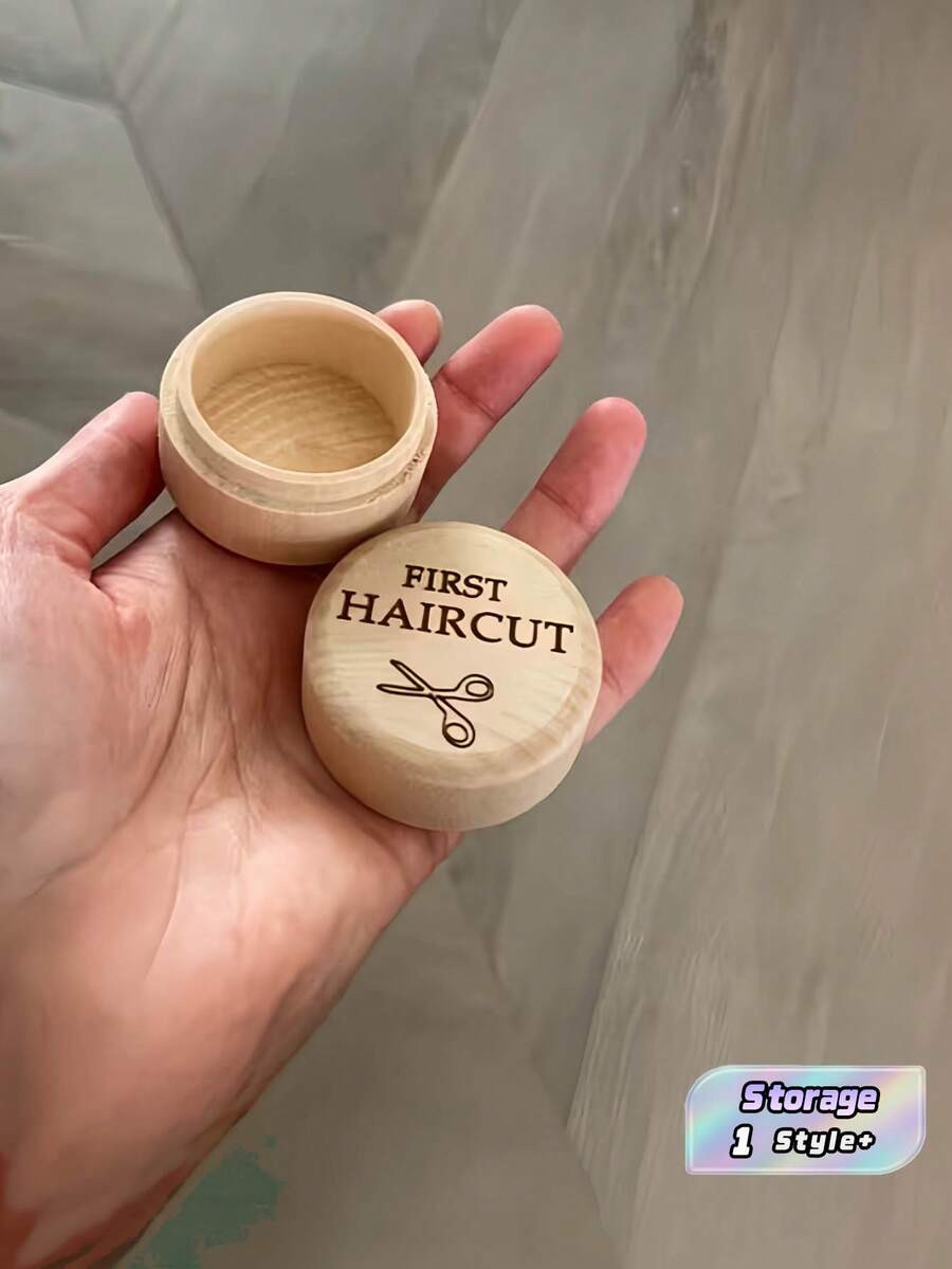 1PC Compact Natural Wood Baby First Hair Keepsake Box Portable Memory Holder For Newborn Parents Gift With Minimalist Design - multicolor - View 1