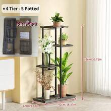 1pc Iron Flower Stand, Black/White Minimalist Style Plant Rack, Suitable For Living Room, Balcony Decor, 4-8 Tier Multi-Layer Storage Shelf, Multifunctional Display Rack - Black - View 14