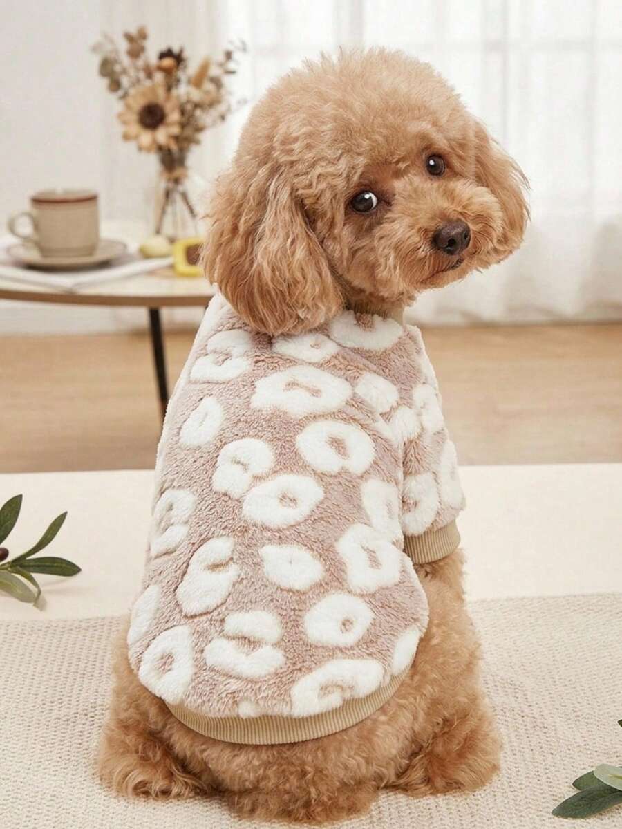 PETSIN قطعة واحدة مريلة للحيوانات الأليفة للقطط والكلاب، نمط نمر مشمش لطيف مطبوع، مخملية دافئة مرنة مريحة، رقبة دائرية للكلاب - متعدد الألوان - مشاهدة 1