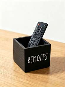 1PC Wooden Remote Control Holder Organizer Caddy, Elegant TV Remote Box For Nightstand Table, Living Room & Bedroom Media Organizer To Keep Your Space Tidy - Black - View 9