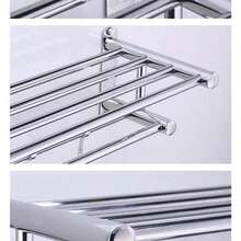 5-Hook Stainless Steel Rust-Proof Towel Bar, Shower Caddy Organizer Rack For Bathroom, Holds Towels, Robes, Loofah - Silver - View 2