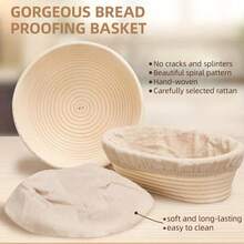 Oval Benniton Bread Fermentation Basket, Made Of Natural Rattan, With A Linen Lining. Available In Various Sizes. Hand-Woven Bread Shaping Basket, Suitable For Baking Homemade Bread. - Multicolor - View 11