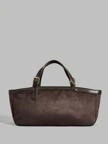 Ontre Women's Fashion Brown Tote Bag, Exquisite And Simple Handbag, Soft And Versatile Baguette Bag, For Daily Use, Commuting, Shopping - Coffee - View 3
