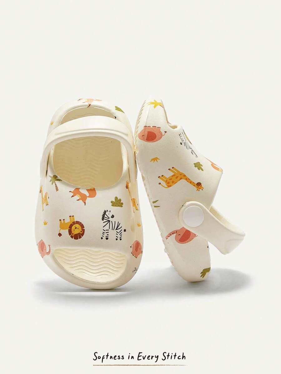 Cozy Pixies Summer Cute & Funny Forest Animal Design Breathable, Comfortable, Anti-Skid, And Wear-Resistant Two-Purpose Baby Sandals Or Slippers - White - View 1