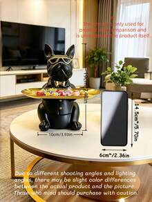 1pc French Bulldog Desktop Storage Box, Entryway Key Jewelry Holder Tray, Cute Dog Statue Organizer For Entry Table, Minimalist Home Decor For Keys, Jewelry, Small Sundries - Multicolor - View 3