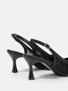 CUCCOO HITCHD Ladies Spring And Summer New Black Fairy Mesh Sequined Pointed High Heels Shoes Slingback Buckle Design Gentle Style Dating High Heels Fall Shoes - Black - View 4