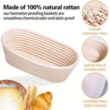 Oval Benniton Bread Fermentation Basket, Made Of Natural Rattan, With A Linen Lining. Available In Various Sizes. Hand-Woven Bread Shaping Basket, Suitable For Baking Homemade Bread. - Multicolor - View 9