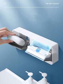 Wall Mounted No‑Drill Soap Box With Draining Lid Large Capacity Hanging Soap Holder Sturdy Waterproof Structure Easy To Install Well‑Made Daily Storage Container Perfect For Bathroom Laundry Room Dorm And Family Home - multicolor - View 9