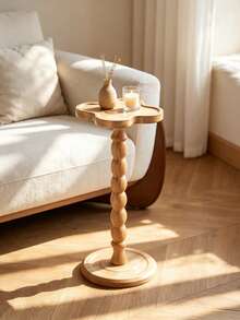 1pc Modern Round Wooden Side Table, End Table, Wooden Coffee Table, Wooden Coffee Table, Small Side Table, Multifunctional Base For Living Room, Sofa, Bedroom, Plant Stand, Home Decor Furniture, Suitable For Living Room, Bedroom, Bedside, Garden - Multicolor - View 8